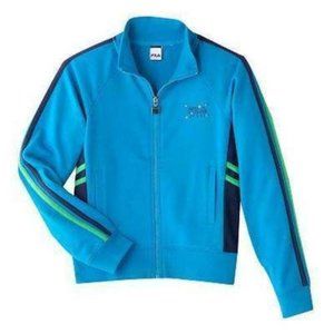 Girls Sport Jacket FILA 10 Blue Zip Up Performance Stretch Spring Fall